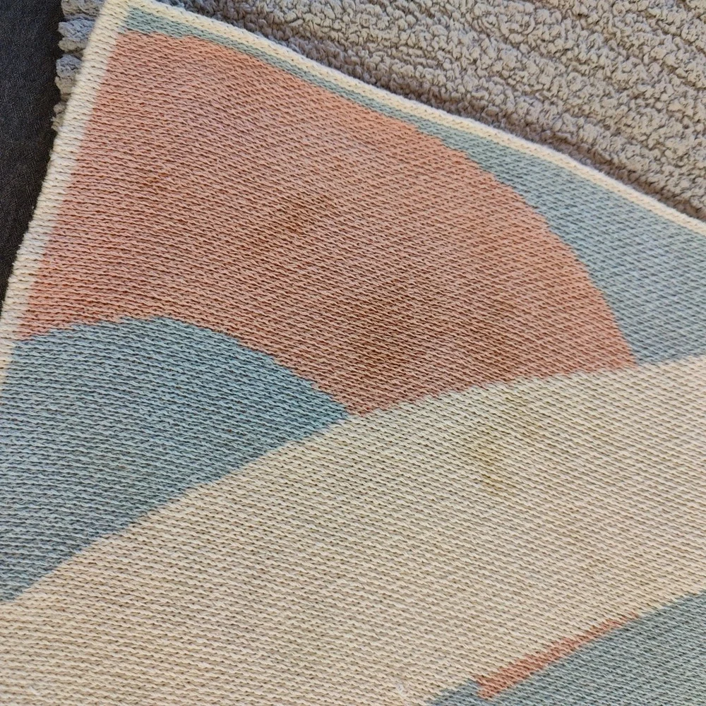 Slowdown Studio‎ Abstract Graphic Woven Throw Blanket Pink Blue Mustard 62x49